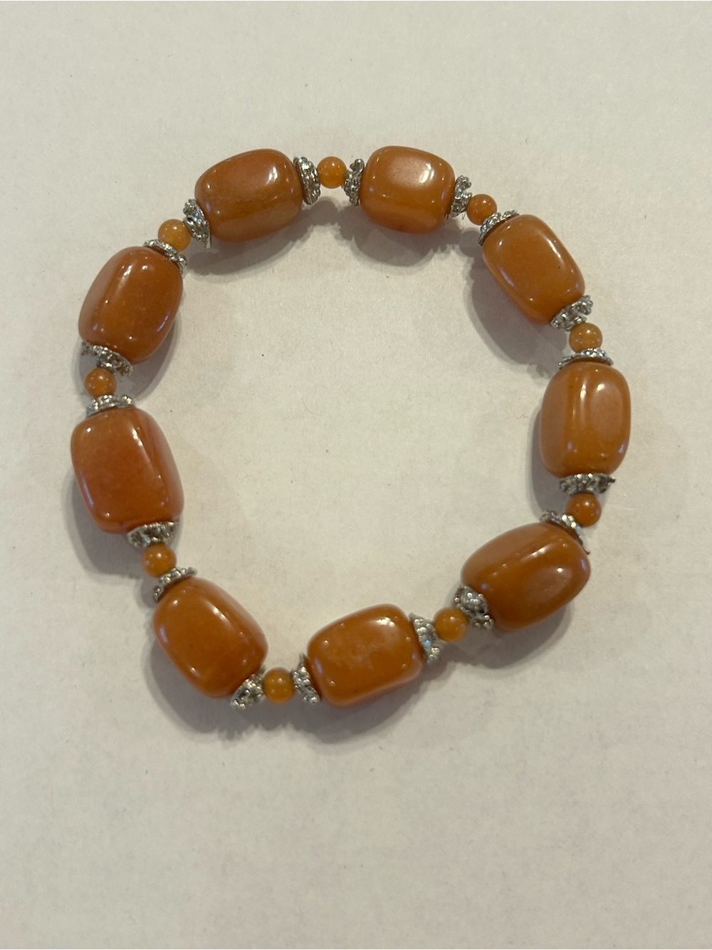 Hannah’s collection  Orange Beaded stone Stretch Bracelet